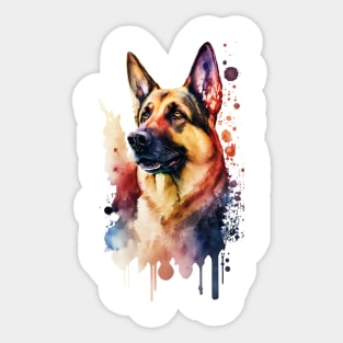 Pet Dog Portrait, Dog Owner Gift Idea - Cute German Shepard Majestic Watercolor Sticker